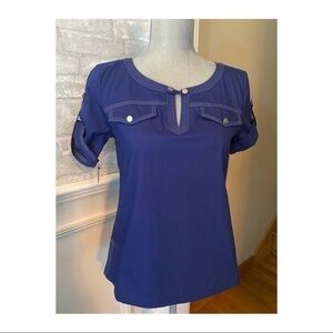 TALBOTS NAVY NAUTICAL TOP l Blue short sleeve top 0755